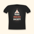 Trail Snacks Society camping t-shirt — charcoal tee mockup