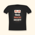 Trail Snacks Society camping t-shirt — charcoal tee mockup