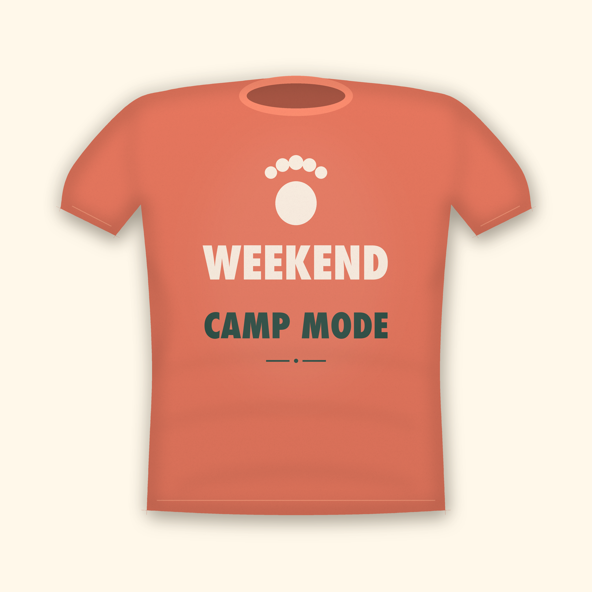 Weekend Camp Mode camping t-shirt — coral tee mockup