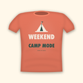 Weekend Camp Mode camping t-shirt — coral tee mockup