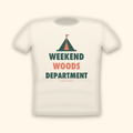 Weekend Woods Department camping t-shirt — cream tee mockup