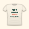 Weekend Woods Department camping t-shirt — cream tee mockup