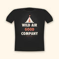 Wild Air Good Company camping t-shirt — charcoal tee mockup