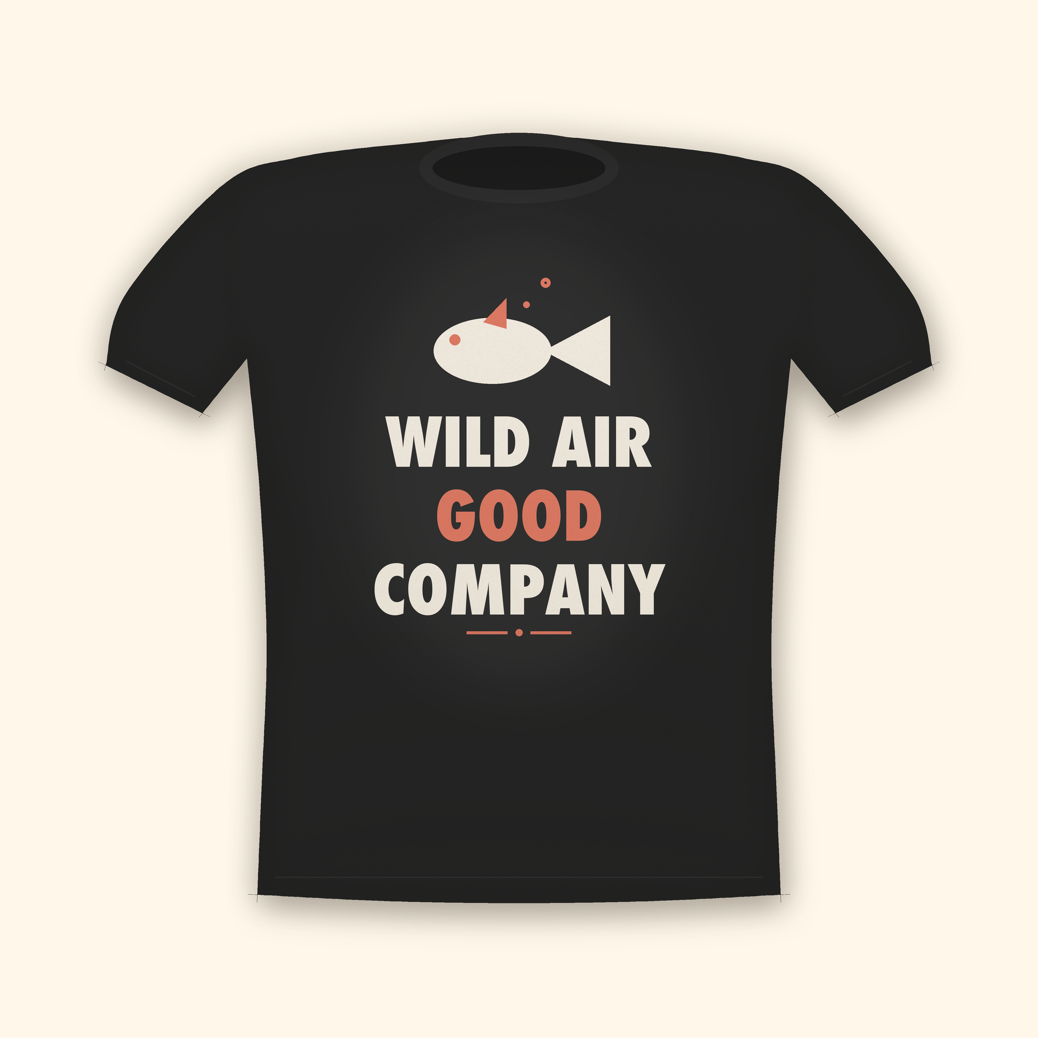 Wild Air Good Company camping t-shirt — charcoal tee mockup