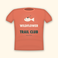 Wildflower Trail Club camping t-shirt — coral tee mockup