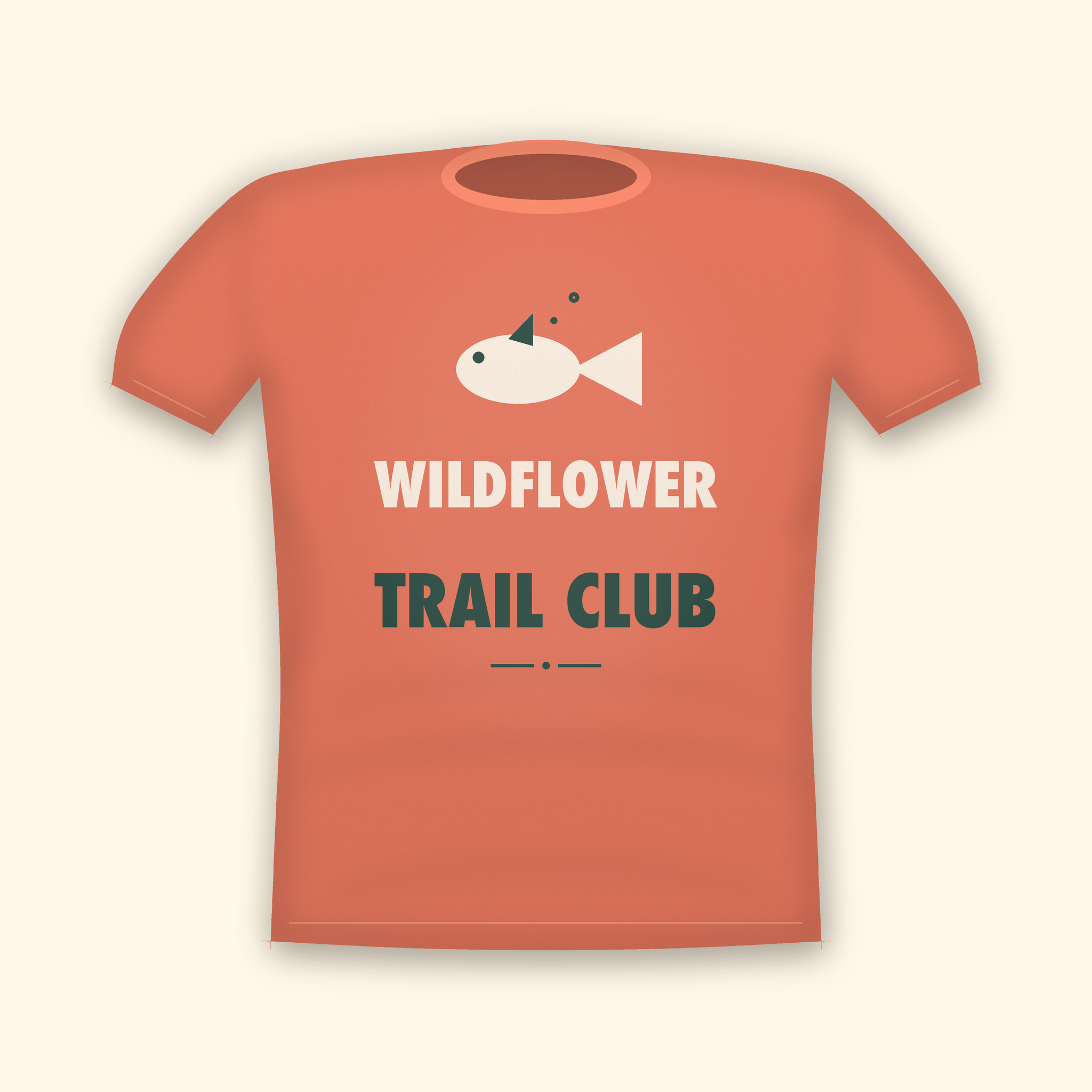 Wildflower Trail Club camping t-shirt — coral tee mockup